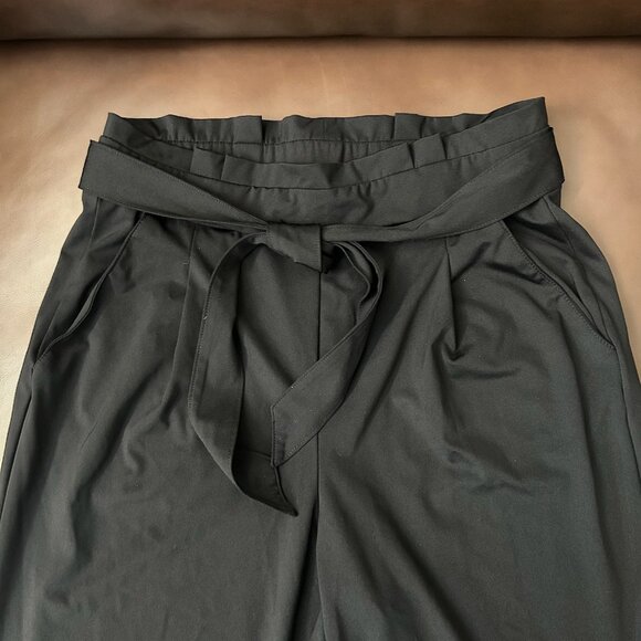 NWOT Bagatelle Tie Front Elastic High Waist Relaxed Fit Black Pants Size XS - Picture 7 of 11